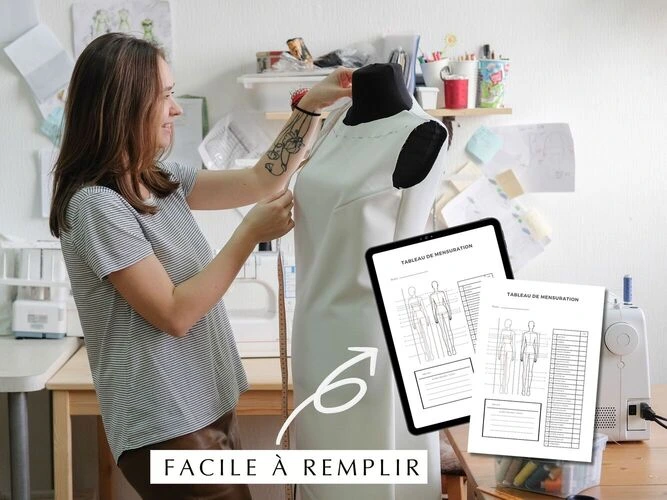 Table de mesure de couture pour femme pdf vierge à imprimer et à remplir – Image 5