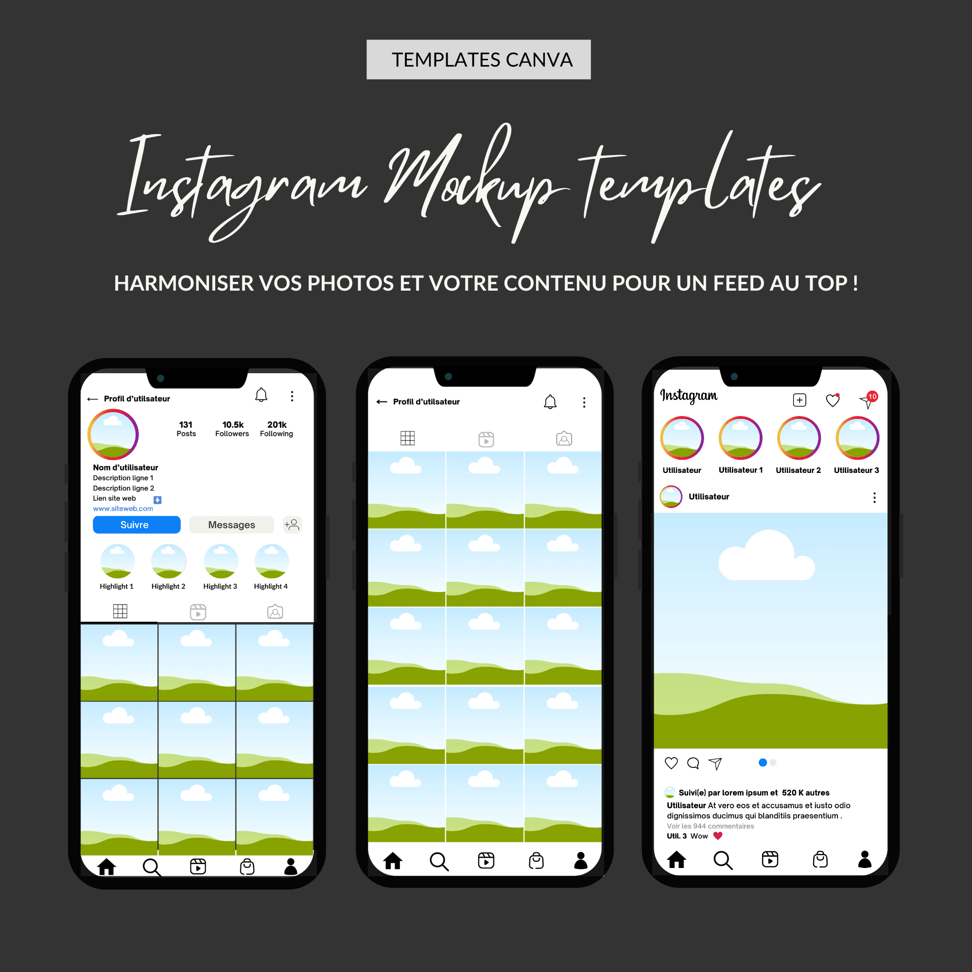 Instagram feed mockup templates instagram story, avoir un joli feed, feed esthétique et harmonieux comment faire stratégie de contenu Instagram astuces instagram, conseils instagram, comment utiliser instagram professionnellement, calendrier éditorial instagram, instagram mockup iphone, templates instagram communication, templates instagram community manager canva, contenu visuel instagram, • Mockup Instagram pro pour community managers, modèle canva instagram pro, • organiser son compte instagram