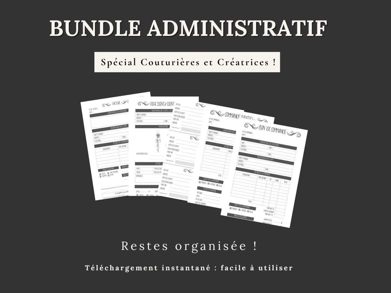 modèles pack de documents administratifs autoentrepreneurs personnalisé pour artisanes et créatrices – modèle PDF clair, élégant et à remplir à la main