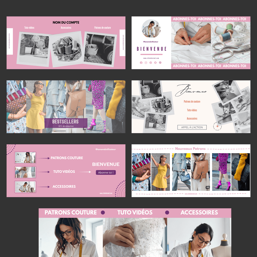 modèles de bannières et de publications instagram pour couturières canva