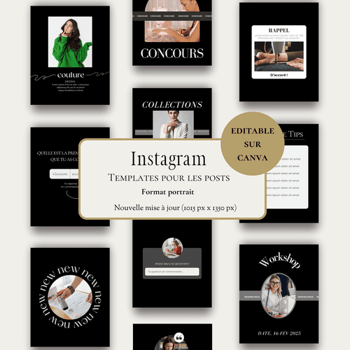 templates instagram post en français, templates instagram portrait, templates social media instagram format portrait, bundle instagram, Apprendre à utiliser instagram, améliorer spn profil instagram, optimiser son profil instagram