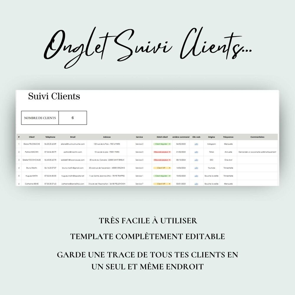tableau suivi facture client