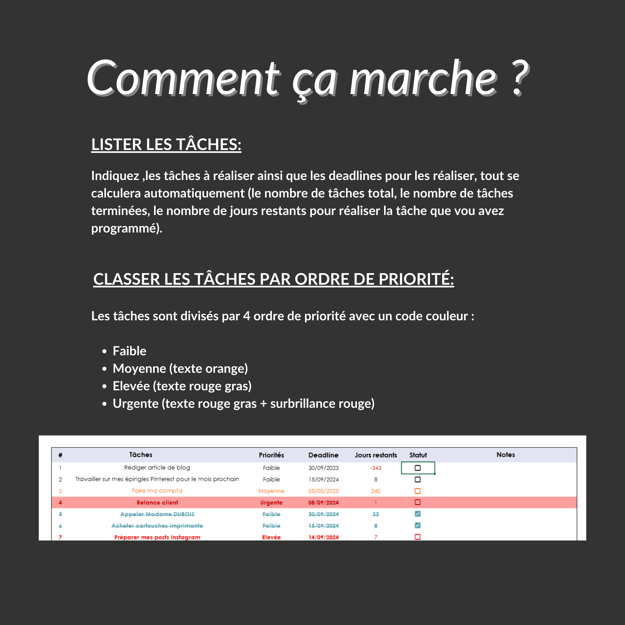 To Do List Excel professionnelle et simple, avec checklist, à télécharger ! – Image 5