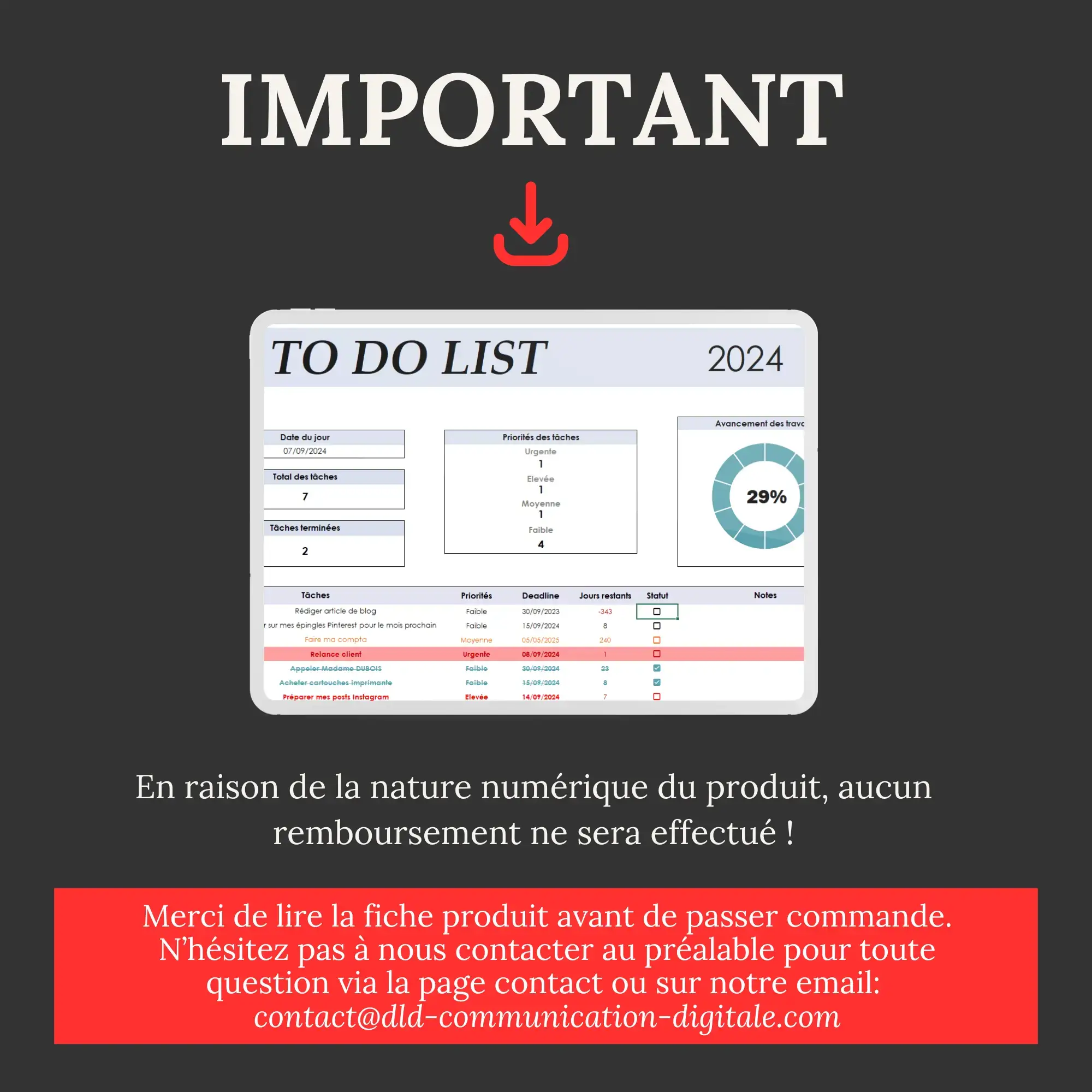 To Do List Excel professionnelle et simple, avec checklist, à télécharger ! – Image 6