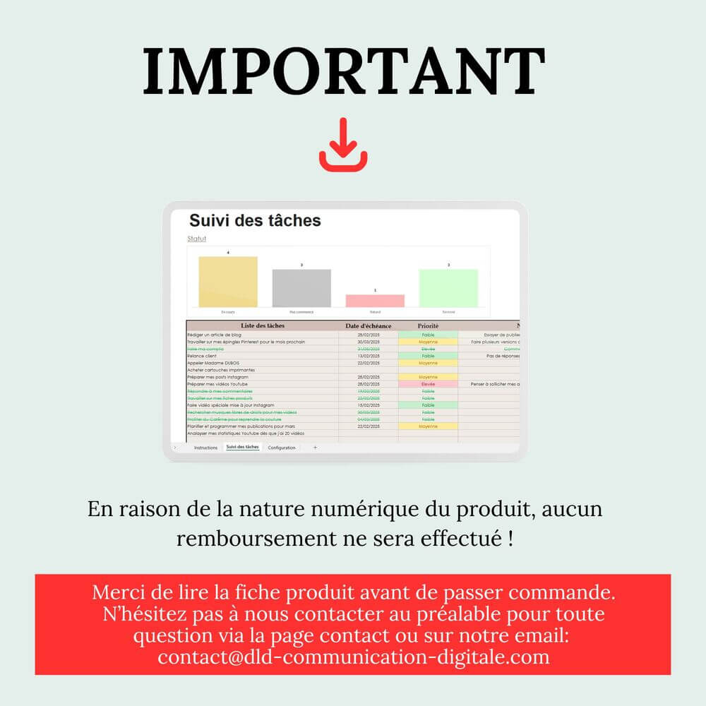 Tableau de suivi des tâches excel simple et facile à utiliser avec cercle de progression permettant de suivre l'avancement – Image 5